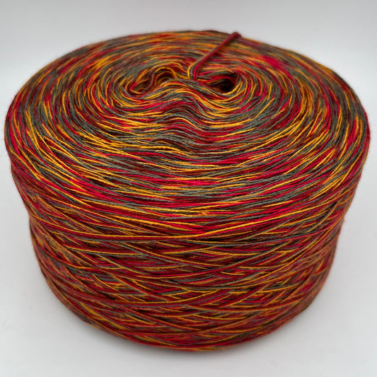 Mixi bzw. Melierter Bobbel in Rot, Gelb und Grautöne