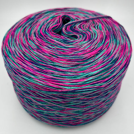 Mixi bzw. Melierter Bobbel in Dunkelgrün, Pink, Türkis und Lila