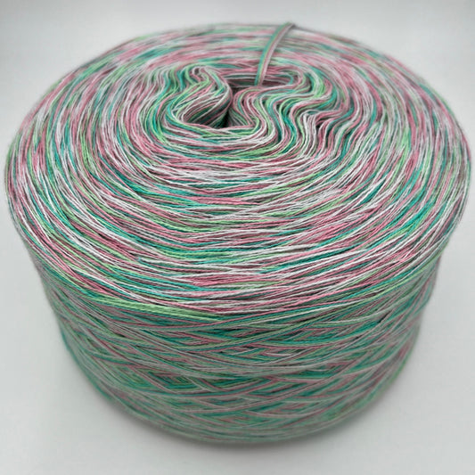 Mixi bzw. Melierter Bobbel in Grüntönen, Rosa und Creme
