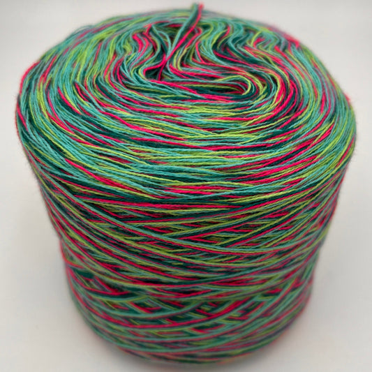 Mixi bzw Melierter Bobbel in Grüntönen und Pink