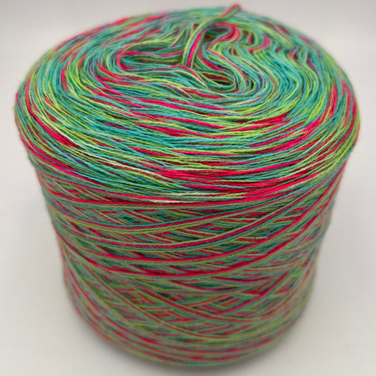 Mixi bzw. Melierter Bobbel in Grüntönen und Rot