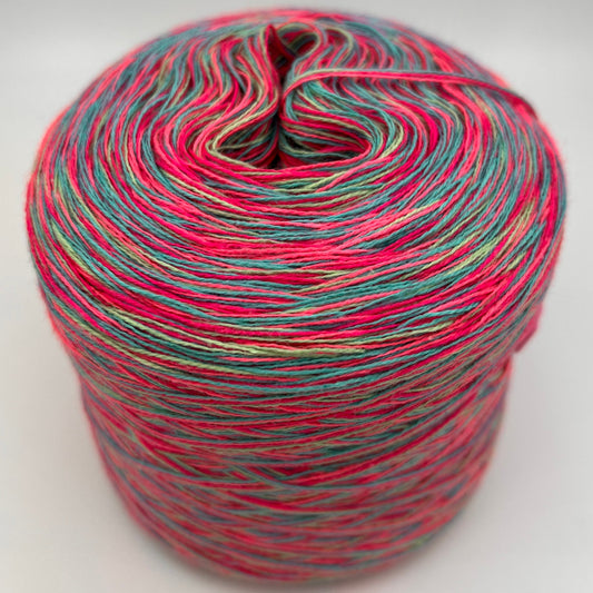 Mixi bzw. Melierter Bobbel in Rot, Pink, Hellgrün und Türkis