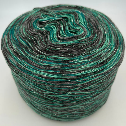 Mixi bzw. Melierter Bobbel in Grün und Grautönen