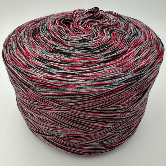 Mixi bzw. Melierter Bobbel in Grau, Weis, Schwarz und Rot