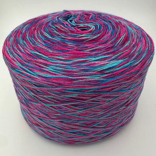 Melierter Bobbel bzw. Mixi in Pink, Lila, Türkis und Dunkelblau