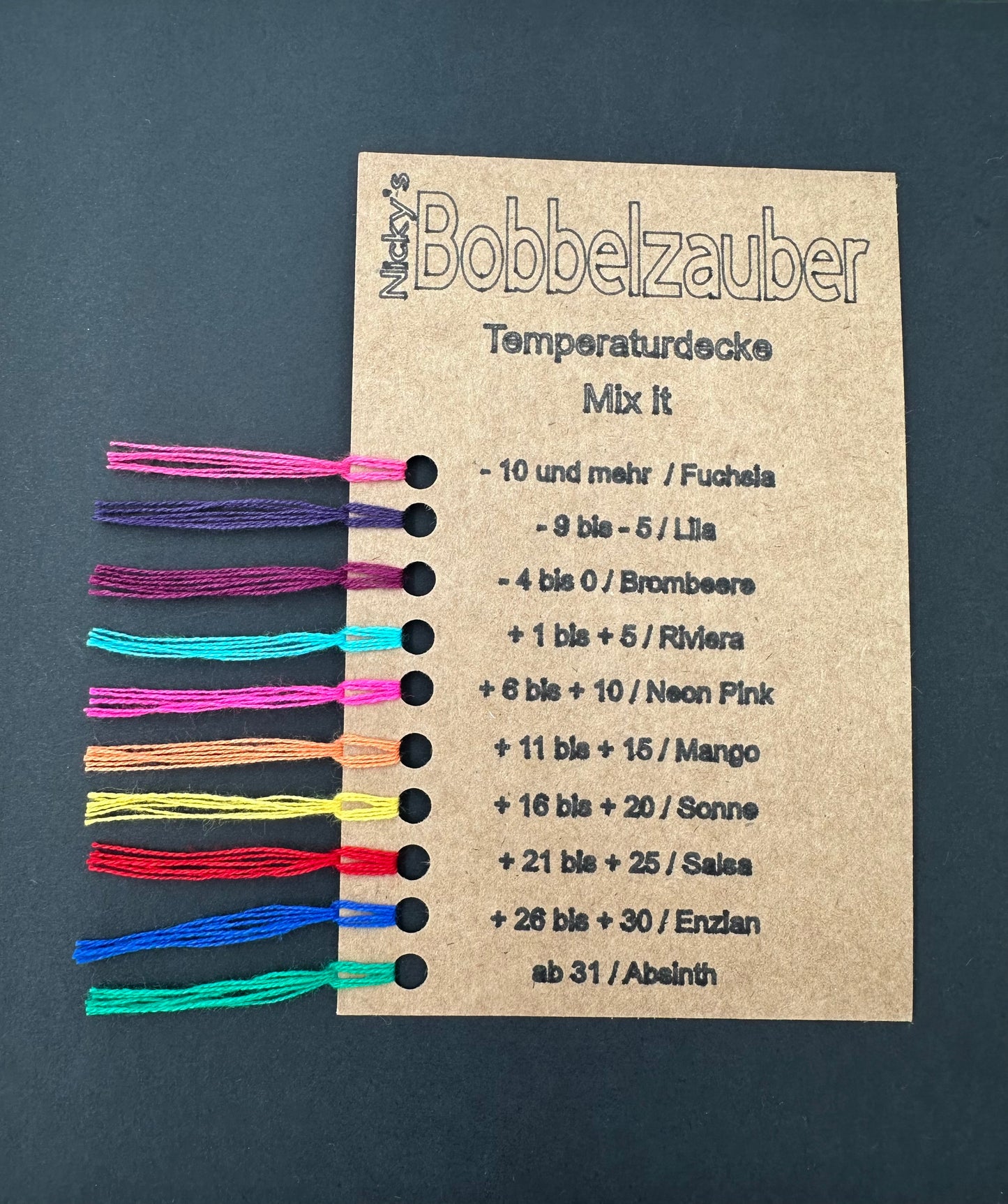 Farbkarte zur angebotenen Temperaturdecke