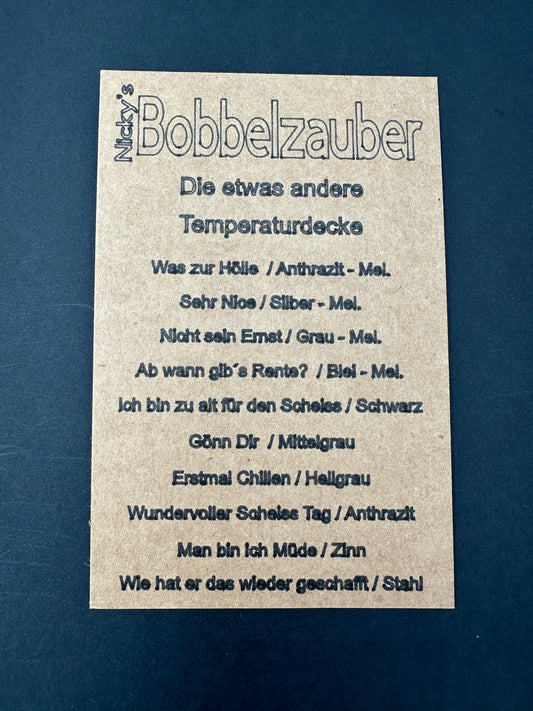 Farbkarte zur angebotenen Temperaturdecke