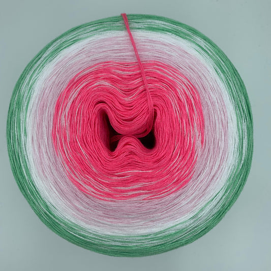Farbverlauf Bobbel von innen nach aussen in Pink, Weis und Grün