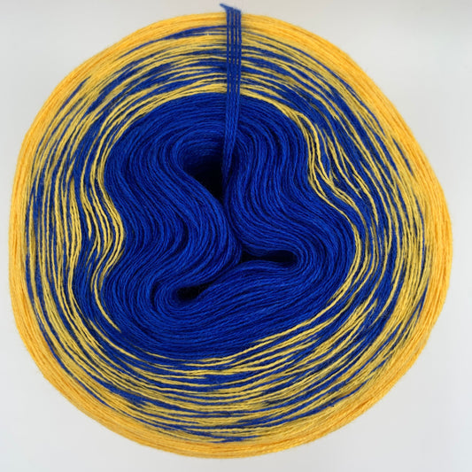 Farbverlauf Bobbel in Blau und Gelb, angelehnt an die Ukrainische Flagge