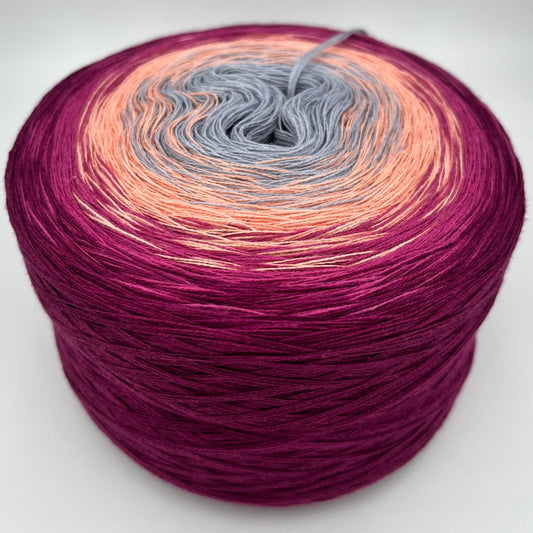 Farbverlauf Bobbel von innen nach aussen Grau, Orange, Pink und Rot