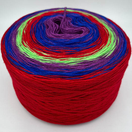 Farbverlauf Bobbel von innen nach aussen in Lila, Blau, Rot, Grün, Lila, Blau und Rot