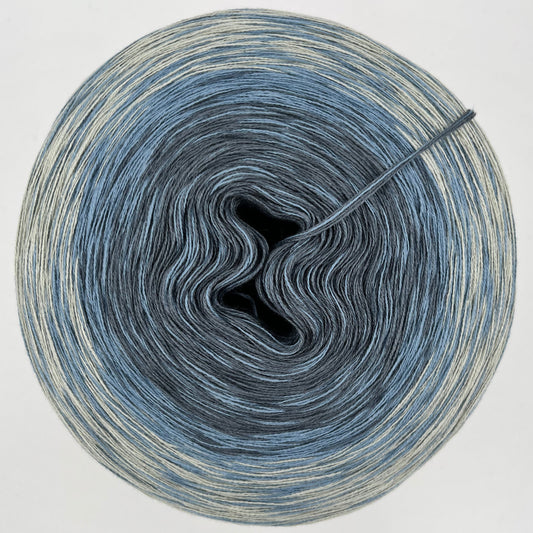 Farbverlauf Bobbel von innen nach aussen in Grau, Blau und Creme