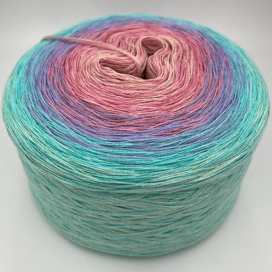 Farbverlauf Bobbel von innen nach aussen in Ocker, Rosa, Blau, Türkis und Grün