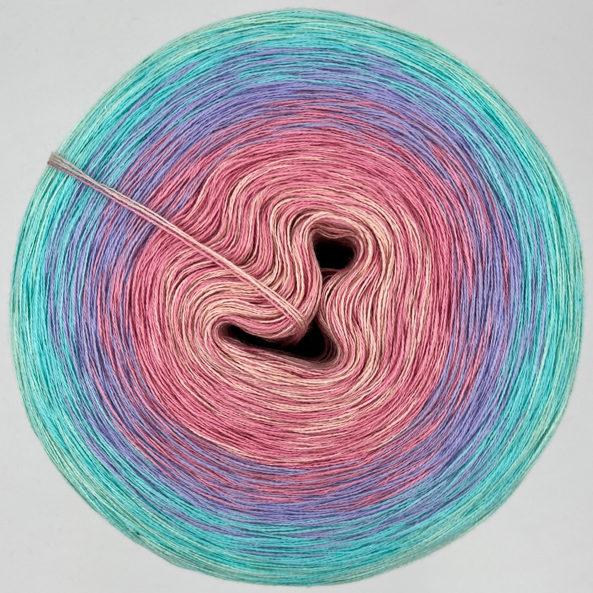 Farbverlauf Bobbel von innen nach aussen in Ocker, Rosa, Blau, Türkis und Grün