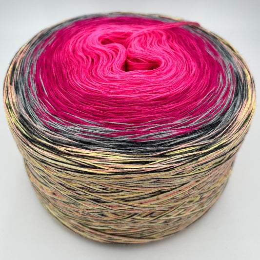 Farbverlauf Bobbel innen Rosa dann Pink, Grau, Gelb/Ocker