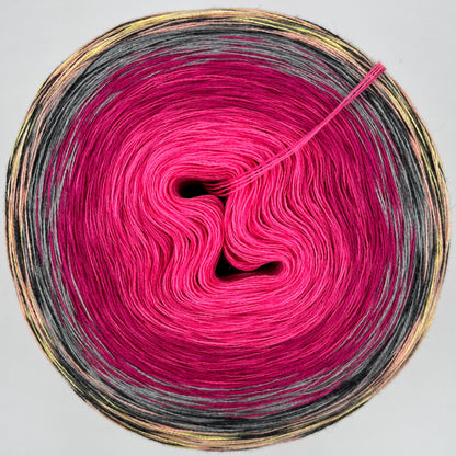 Farbverlauf Bobbel innen Rosa dann Pink, Grau, Gelb/Ocker
