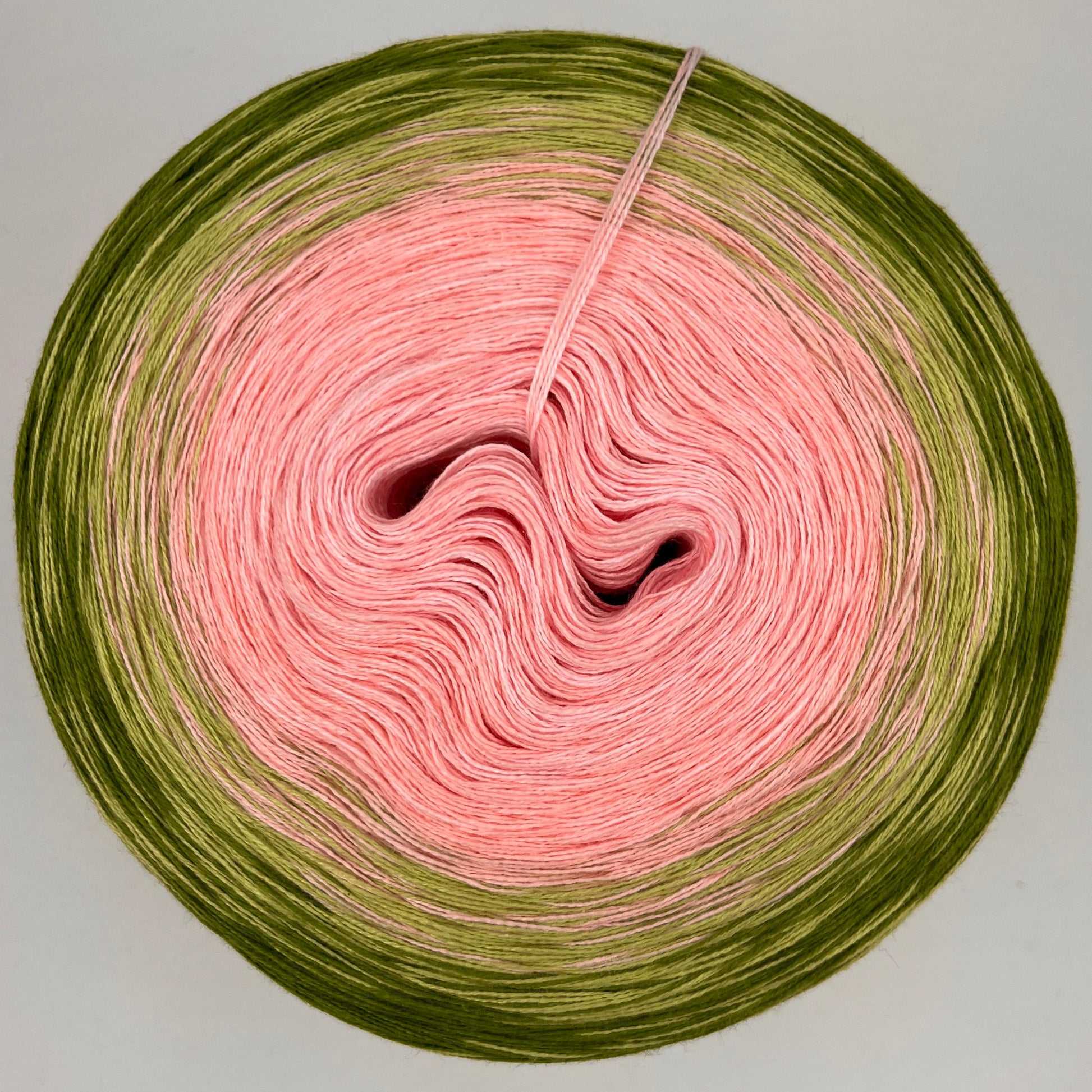 Farbverlauf Bobbel innen Rosa und aussen Grüntöne