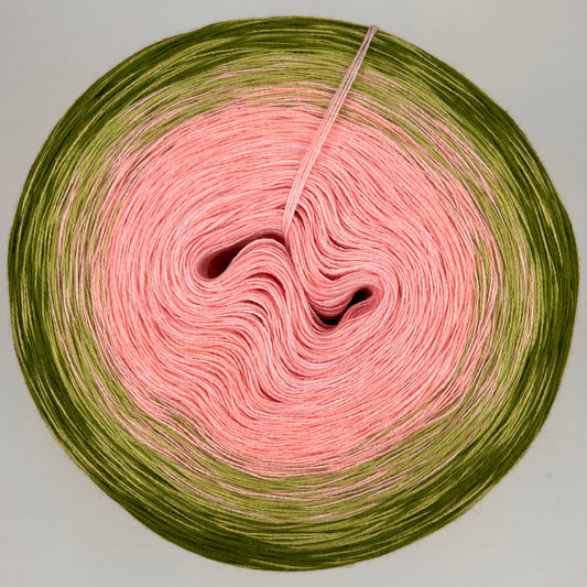Farbverlauf Bobbel innen Rosa und aussen Grüntöne