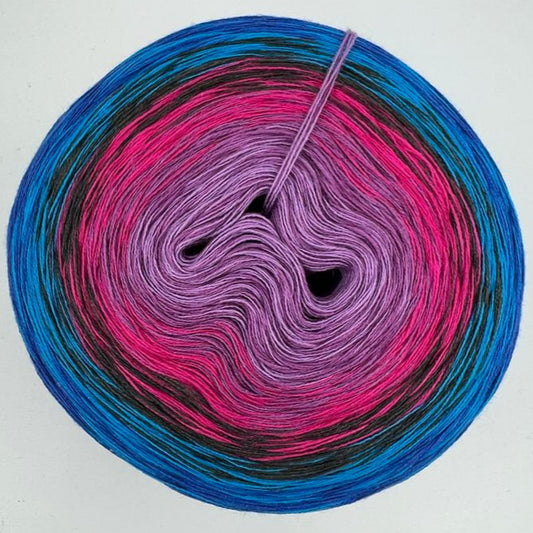 Farbverlauf Bobbel von innen nach aussen Lila, Pink, Dunkelgrau und Blautöne