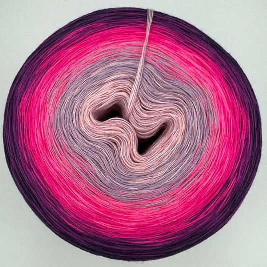 Farbverlauf Bobbel von innen nach aussen in Rose, Pink und Lilatönen