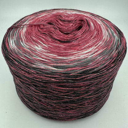 Farbverlauf Bobble von innen nach aussen Dunkelrose, Weis, Grau und Schwarz