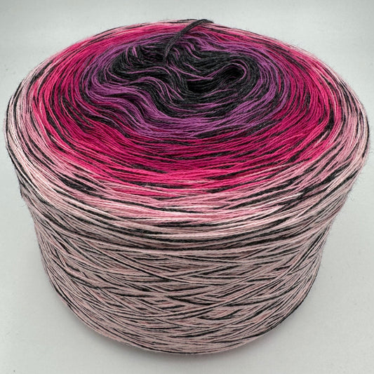 Farbverlauf Bobbel von innen nach aussen Dunkelgrau, Lila, Rot, Pink und Rosa