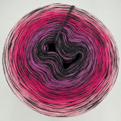 Farbverlauf Bobbel von innen nach aussen Dunkelgrau, Lila, Rot, Pink und Rosa