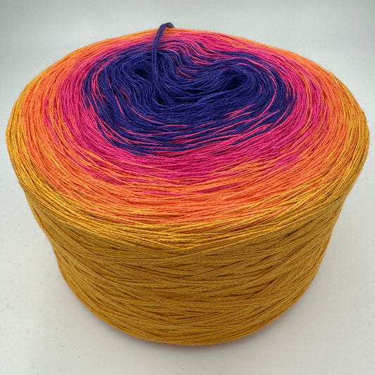 Farbverlauf Bobbel von innen nach aussen Lila, Pink, Orange und Ocker