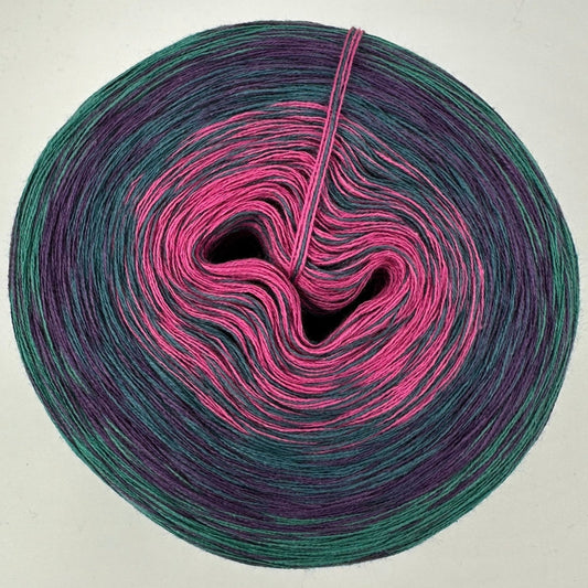 Farbverlauf Bobbel von innen nach aussen Pink, Dunkelgrün, LIla und Grün