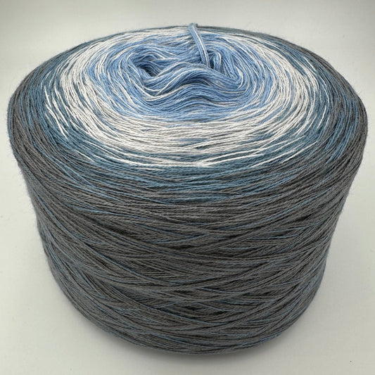 Farbverlauf Bobbel von innen nach aussen Hellblau, Creme, Dunkelblau und Grau