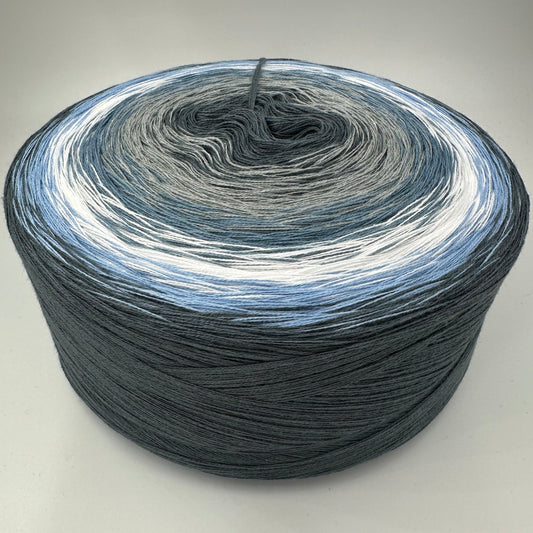Farbverlauf Bobbel von innen nach aussen Grautöne, Blau, Weis, Blau und Grau