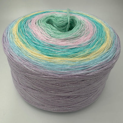 Farbverlauf Bobbel von innen nach aussen Hellgrün, Rosa, Grün, Gelb, Hellblau und Lila