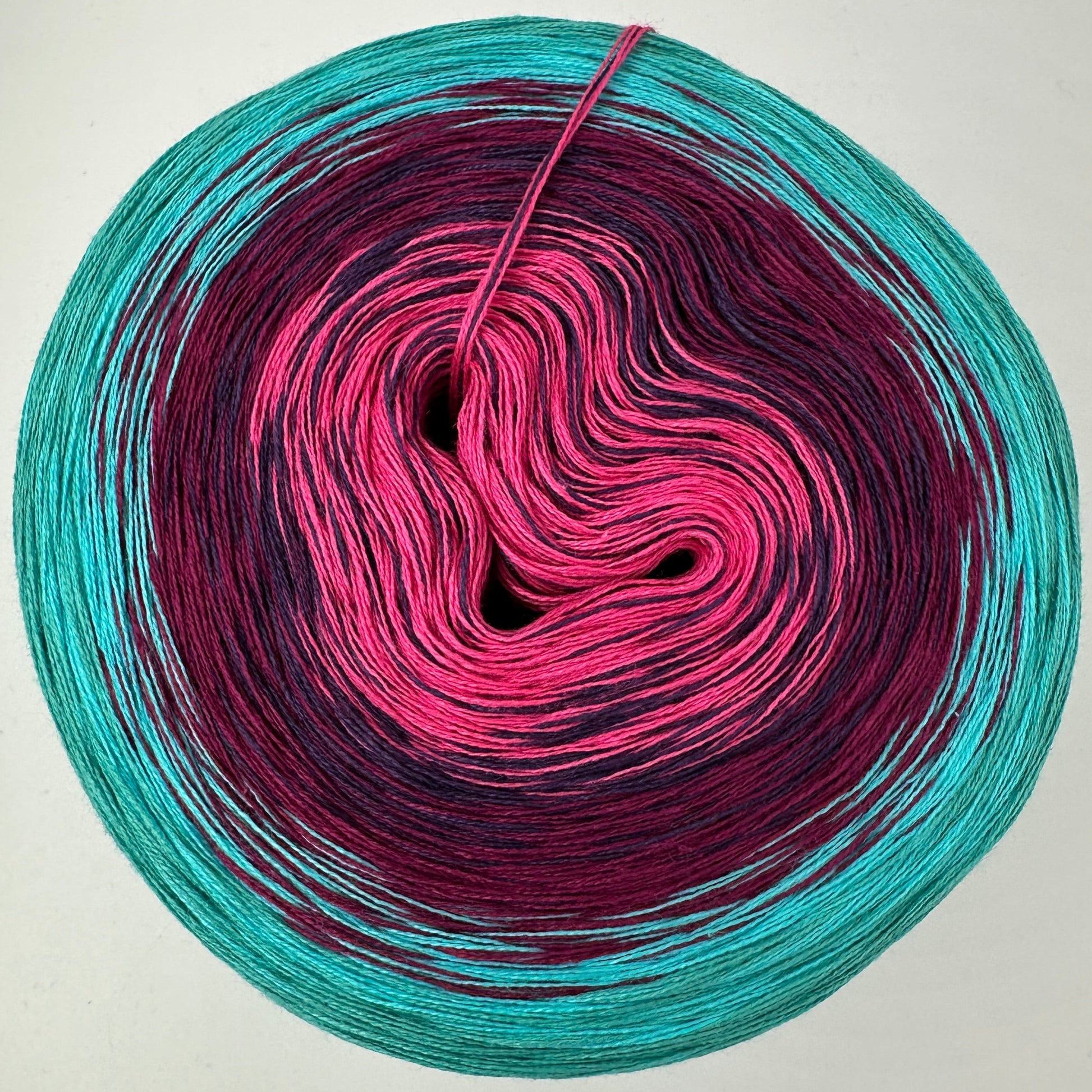 Farbverlauf Bobbel von innen Pink, Altrot, Türkistöne