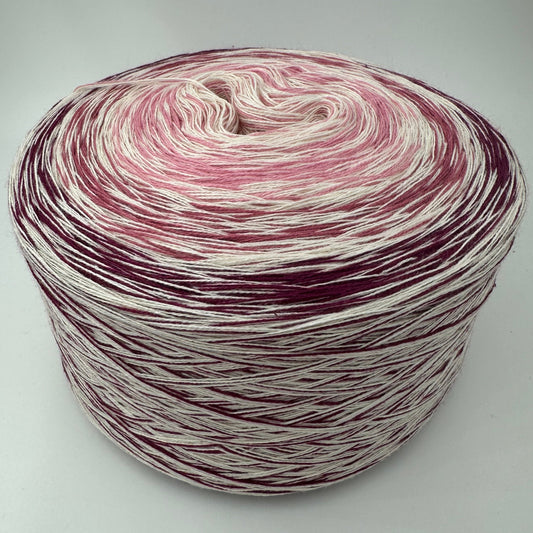 Farbverlauf Bobbel immer durchsetzt je vorrangig Creme, Rosa, Creme Dunkelrosa, Creme und  Altrot