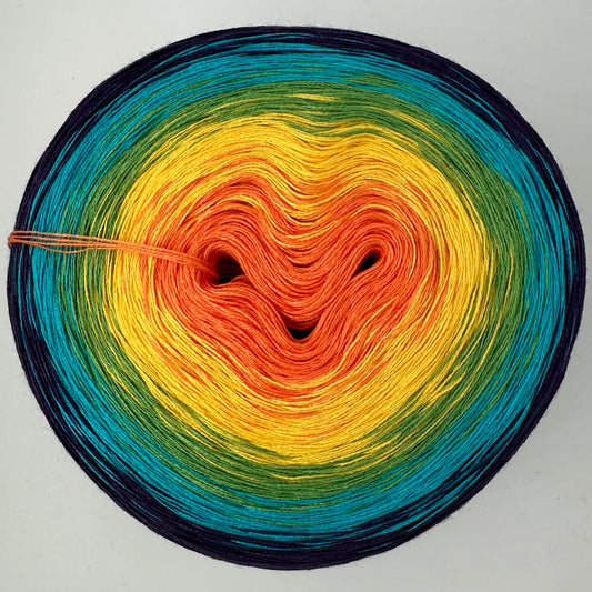 Farbverlauf Bobbel von innen nach aussen Orange, Gelb, Grün, Blau und Dunkelblau
