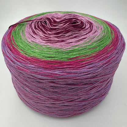 Farbverlauf Bobbel von innen weg Altrot, Rosa, Grün, Rot und Lila