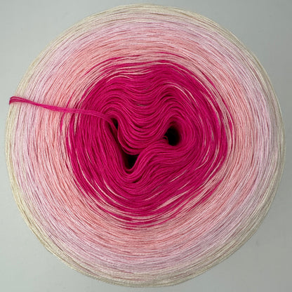 Farbverlauf Bobbel innen Pink gefolgt von Rose uund Rosa zu Creme