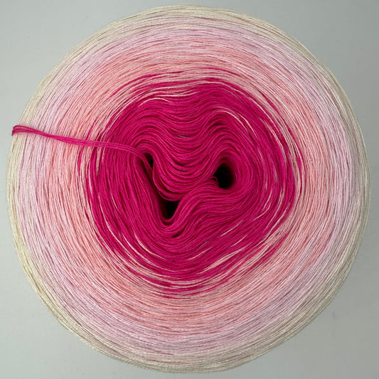 Farbverlauf Bobbel innen Pink gefolgt von Rose uund Rosa zu Creme