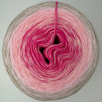 Farbverlauf Bobbel von innen Pink folgend heller werdende Rosetöne und Schlamm