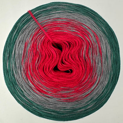 Farbverlauf Bobbel innen Rot gefolgt von Grau und Dunkelgrün