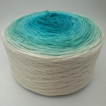 Farbverlauf Bobbel von innen weg heller werdende Blautöne gefolgt von heller werdenden Grüntönen und Creme