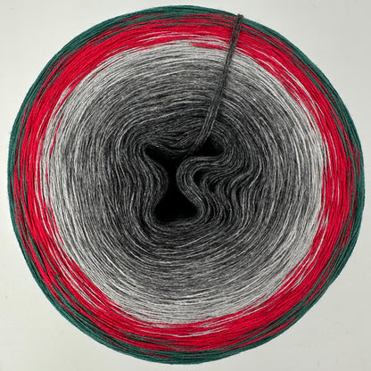 Farbverlauf Bobbel von innen nach aussen heller werdende Grautöne, Rot und Grün