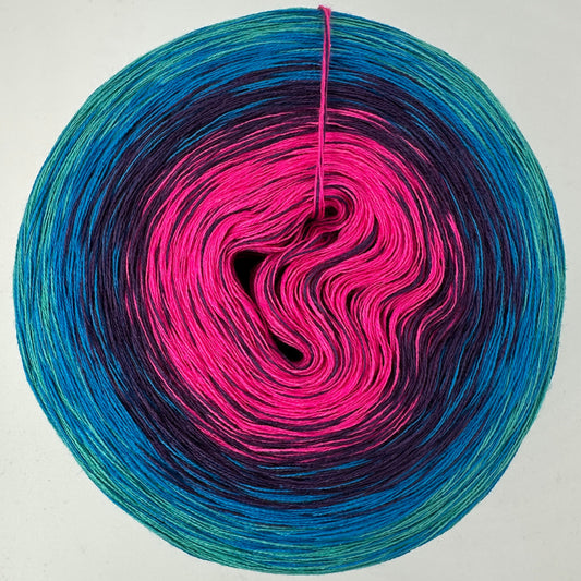 Farbverlauf Bobbel von innen nach aussen Pink, Lila, Blau und Grün