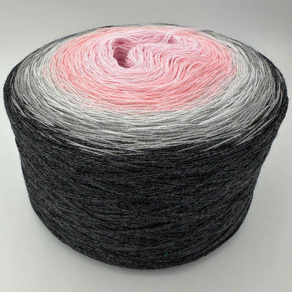 Farbverlauf von innen nach aussen Rosa, Lachs, Hellgrau, Grau und Schwarz