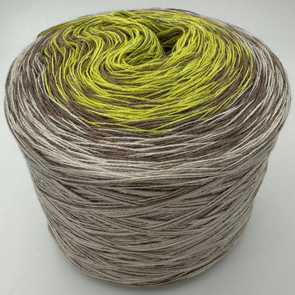 Farbverlauf Bobbel von innen nach aussen Gelb, Braun und Ocker