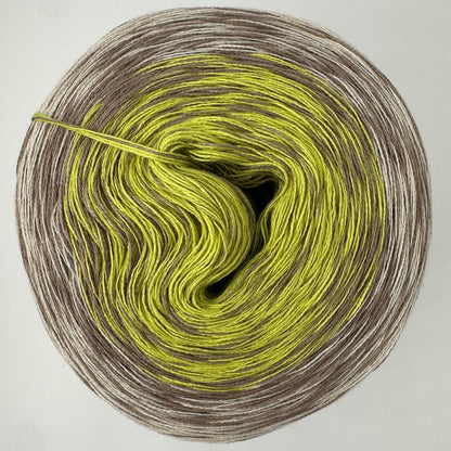 Farbverlauf Bobbel von innen nach aussen Gelb, Braun und Ocker