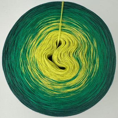 Farbverlaub Bobbel von innen nach aussen Gelb, Grün und Dunkelgrün