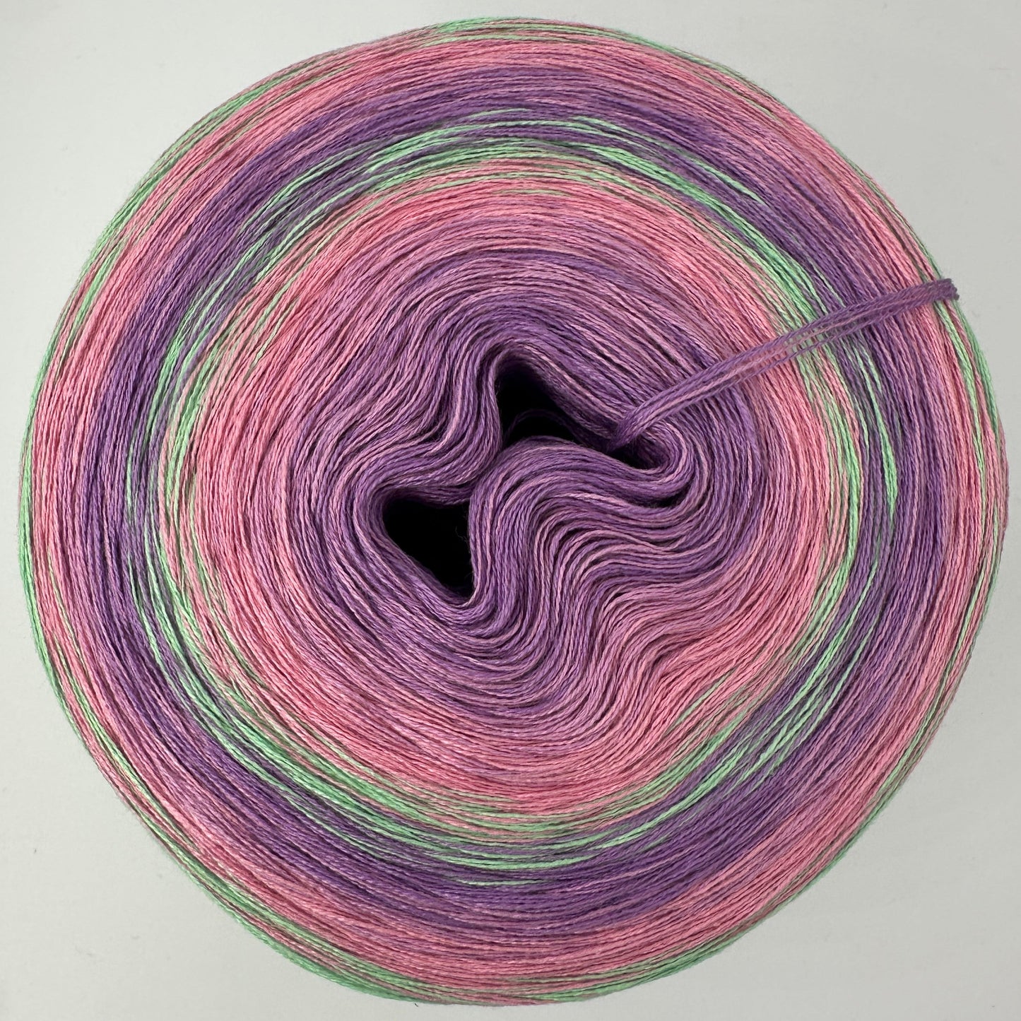 Farbverlauf Bobbel von innen nach aussen Lina, Rosa, Grün und nochmal von vorne