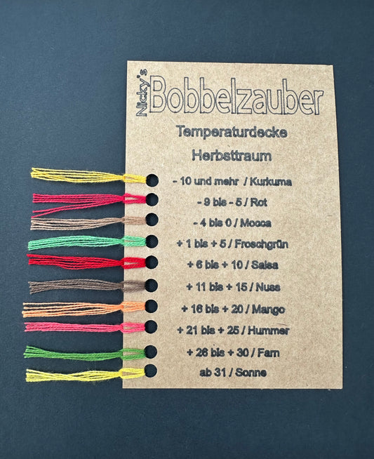Farbkarte zur angebotenen Temperaturdecke