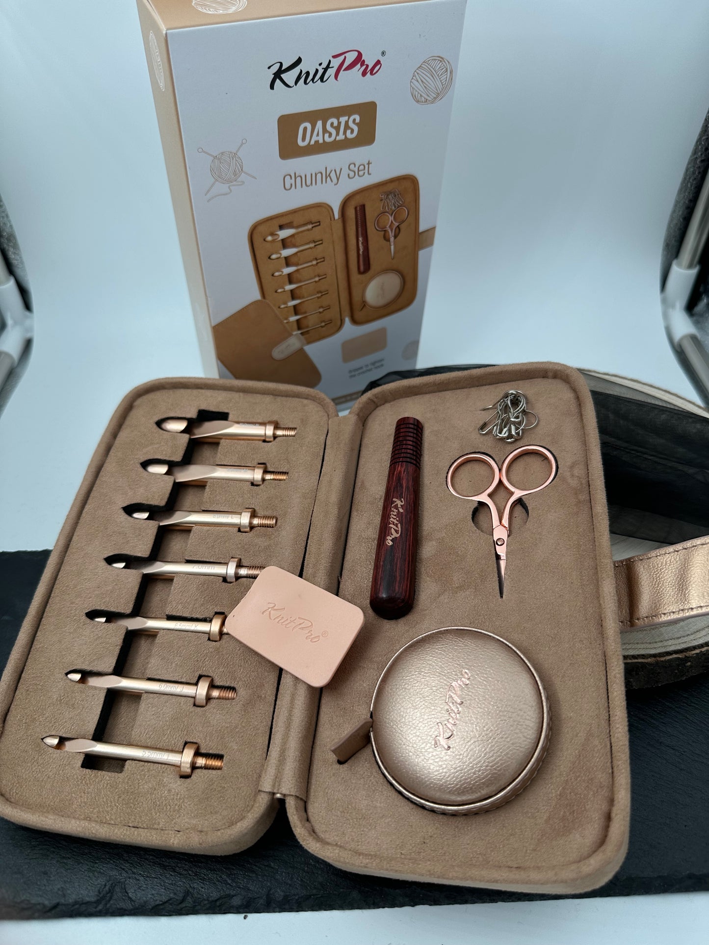 Häkelset Oasis Chunky 5,50 - 10,00 mm & Rose Holz Griff